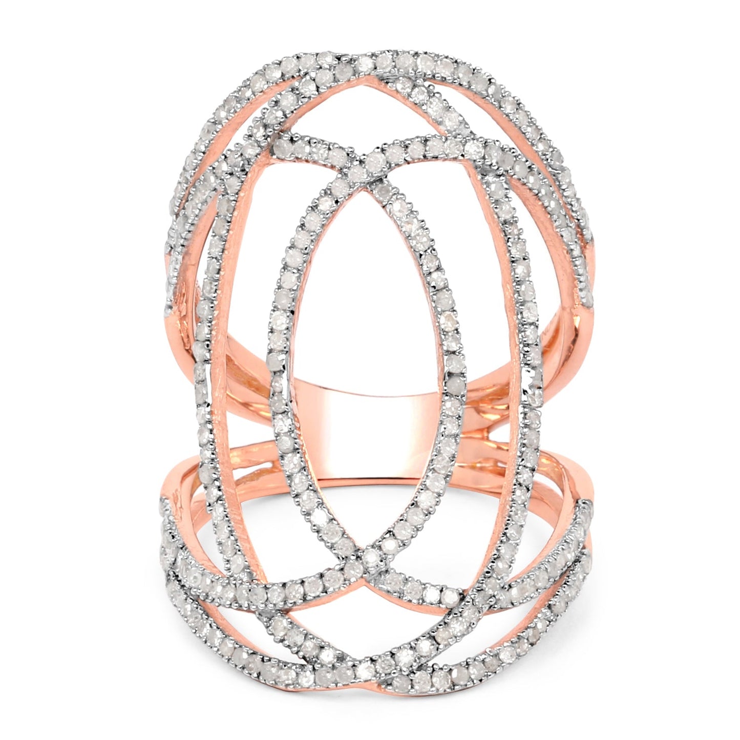 14K Rose Gold Plated 0.73 Carat Genuine White Diamond .925 Sterling Silver Ring