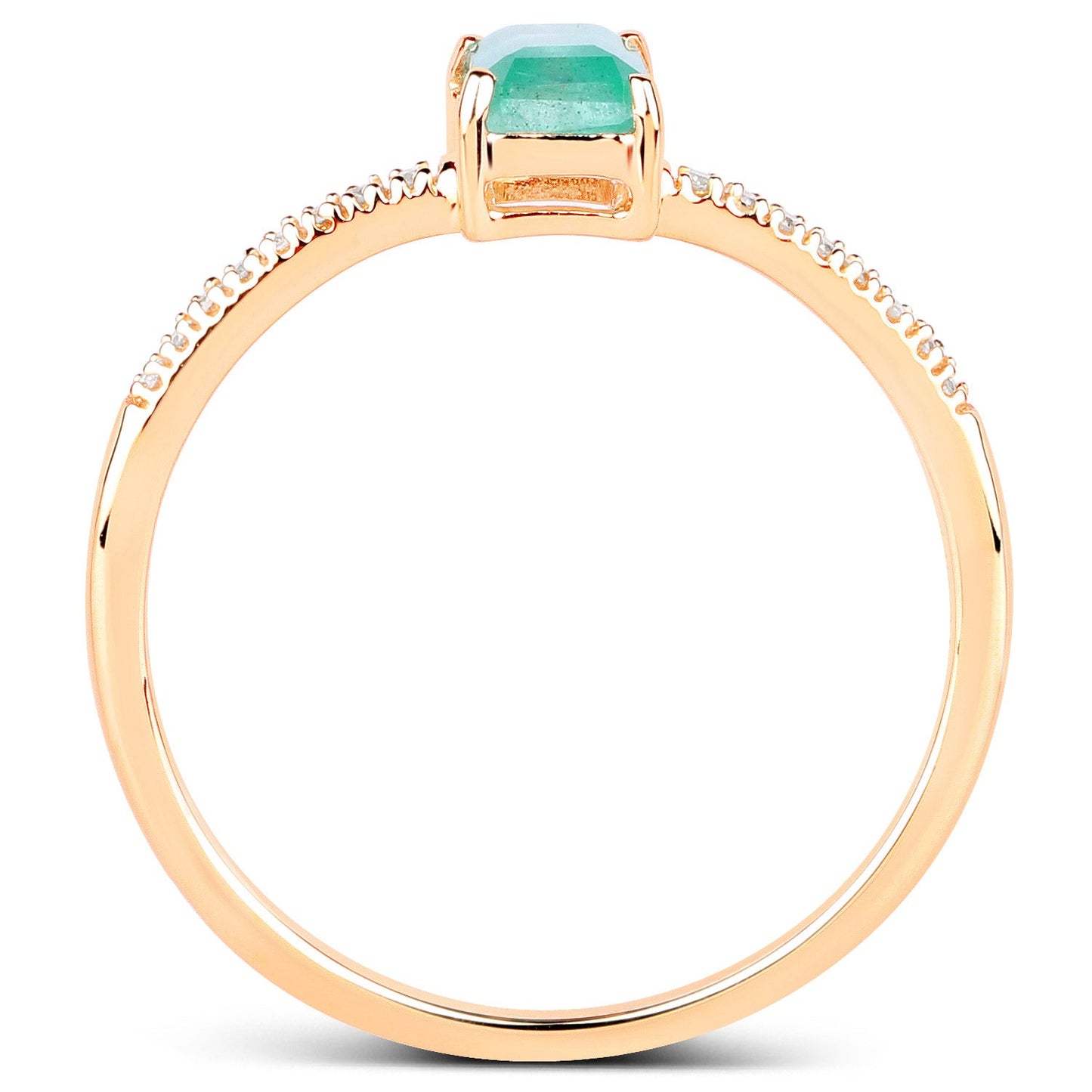 0.59 Carat Genuine Zambian Emerald and White Diamond 14K Yellow Gold Ring
