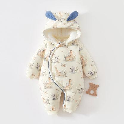 Thickened New Years Day Onesie With A Hood For Outdoor Wear