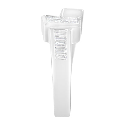 14K White Gold Princess and Baguette-cut Diamond Ring (1 1/3 Cttw, G-H Color, SI2-I1 Clarity) - Size 6-3/4
