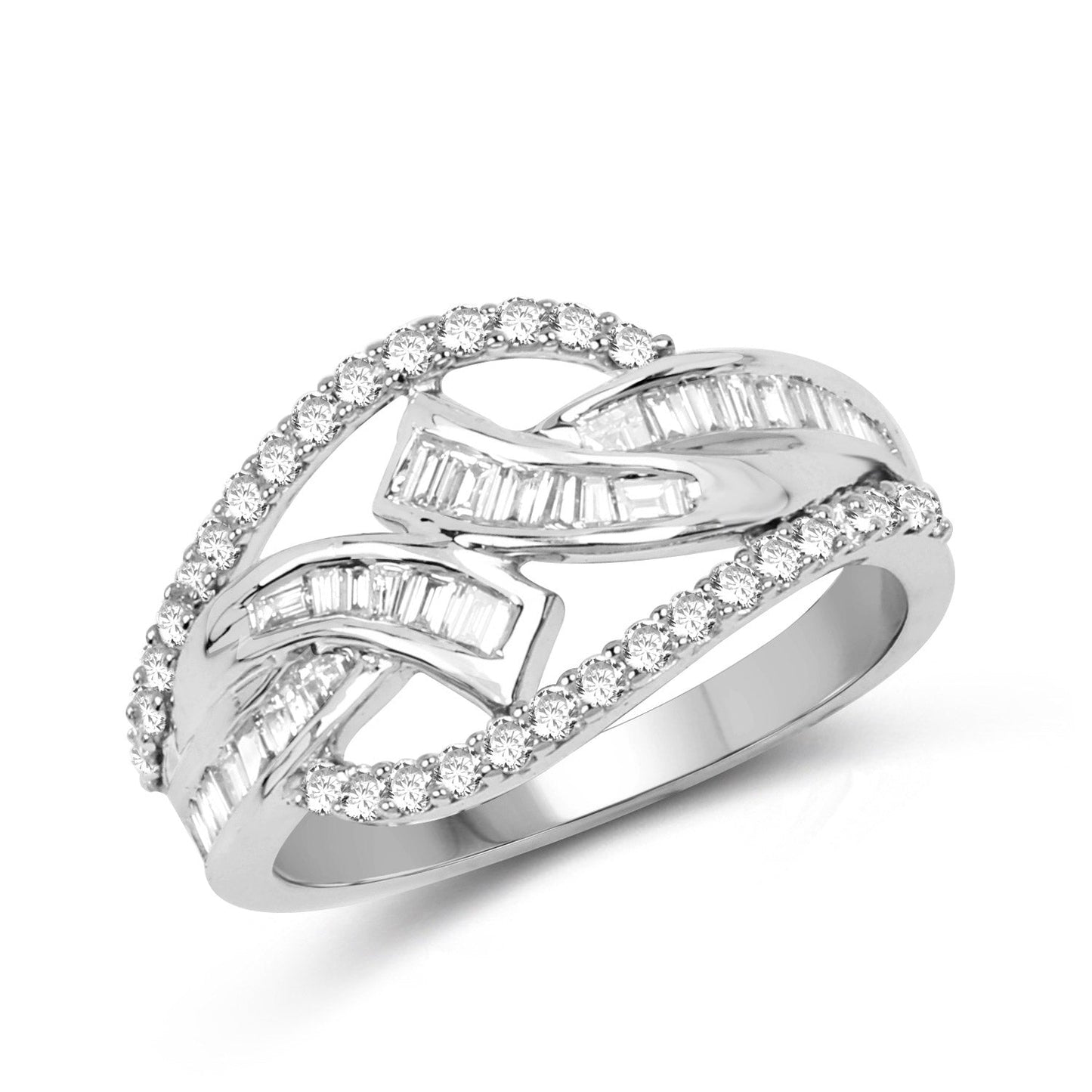 0.72 Carat Genuine White Diamond 14K White Gold Ring (E-F-G Color, VS-SI Clarity)