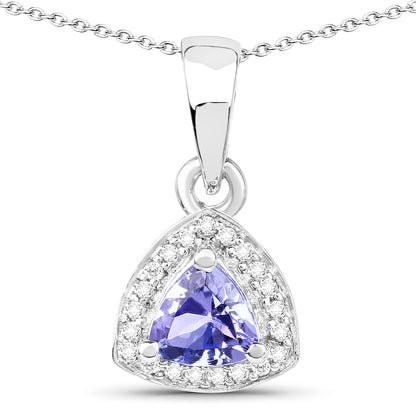 3.22 Carat Genuine Tanzanite & White Topaz .925 Sterling Silver Ring