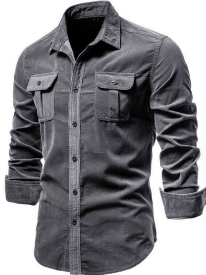 Men's Full Size Collared Neck Button Down Shirt with Chest Pockets Plus Size