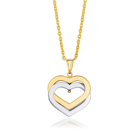 Pendentif cœurs entrelacés en or bicolore 14 carats