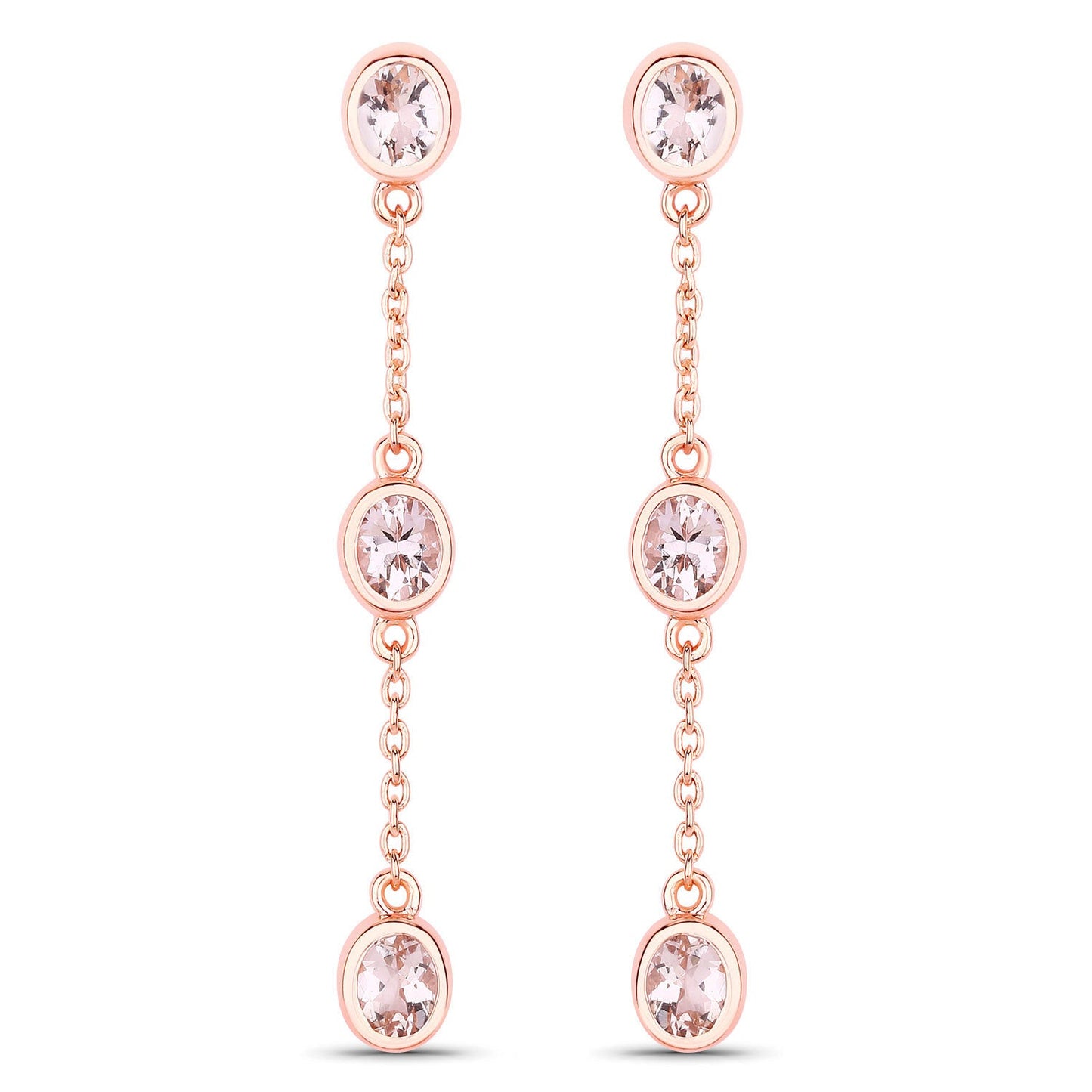 1.62 Carat Genuine Morganite .925 Sterling Silver Earrings