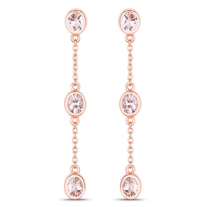 1.62 Carat Genuine Morganite .925 Sterling Silver Earrings