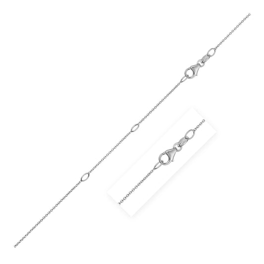 Double Extendable Cable Chain in 14k White Gold (0.85mm)