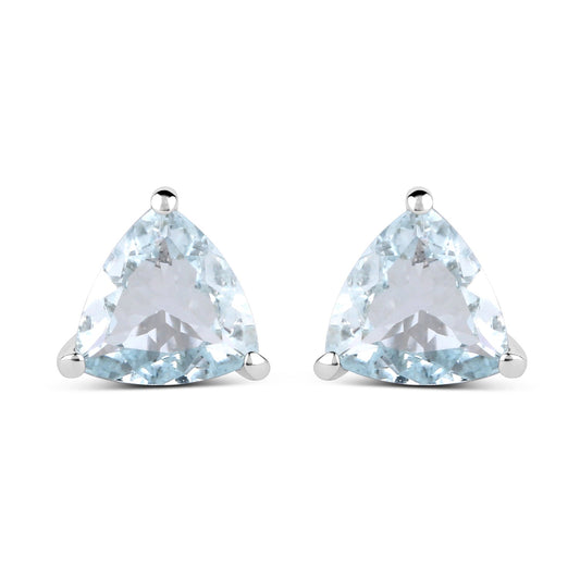1.26 Carat Genuine Aquamarine .925 Sterling Silver Earrings
