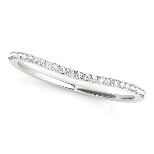 Alliance de mariage incurvée en or blanc 14 carats sertie de diamants (1/10 carat poids total)