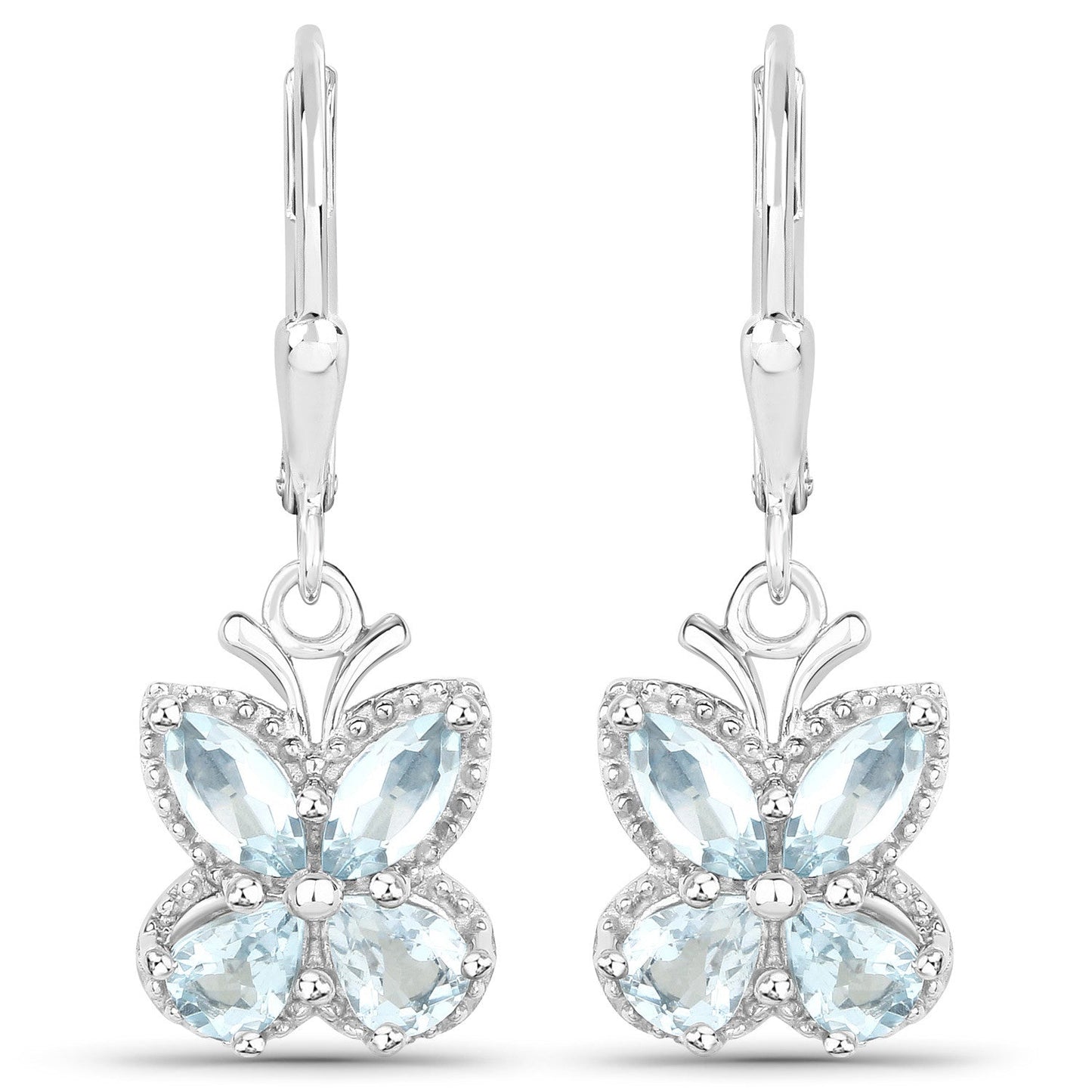 1.76 Carat Genuine Aquamarine .925 Sterling Silver Earrings