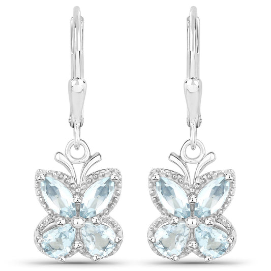 1.76 Carat Genuine Aquamarine .925 Sterling Silver Earrings