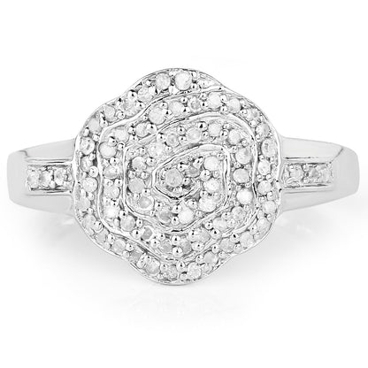 14K Yellow Gold Plated 0.29 Carat Genuine White Diamond .925 Sterling Silver Ring