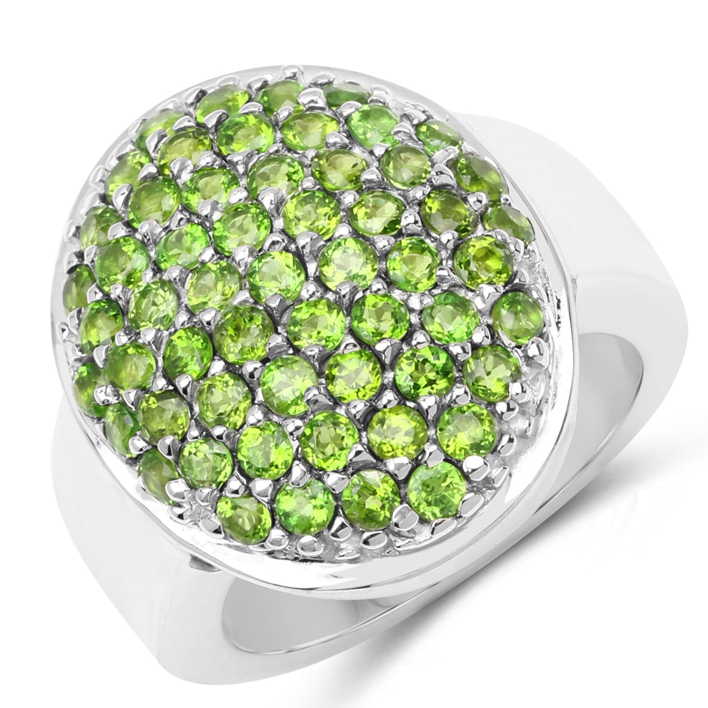 2.17 Carat Genuine Chrome Diopside .925 Sterling Silver Ring
