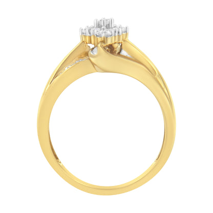 10K Yellow Gold 1/2 cttw Diamond Cluster Cocktail Ring (J-K Clarity, I1-I2 Color) - Size 7