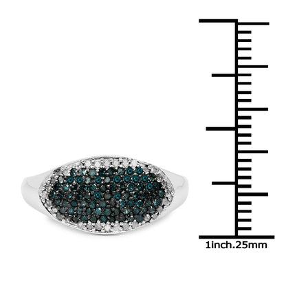 0.45 Carat Genuine Blue Diamond and White Diamond .925 Sterling Silver Ring