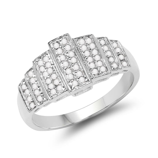 Bague en argent sterling .925 plaqué or blanc 14 carats avec diamant blanc véritable de 0,26 carat