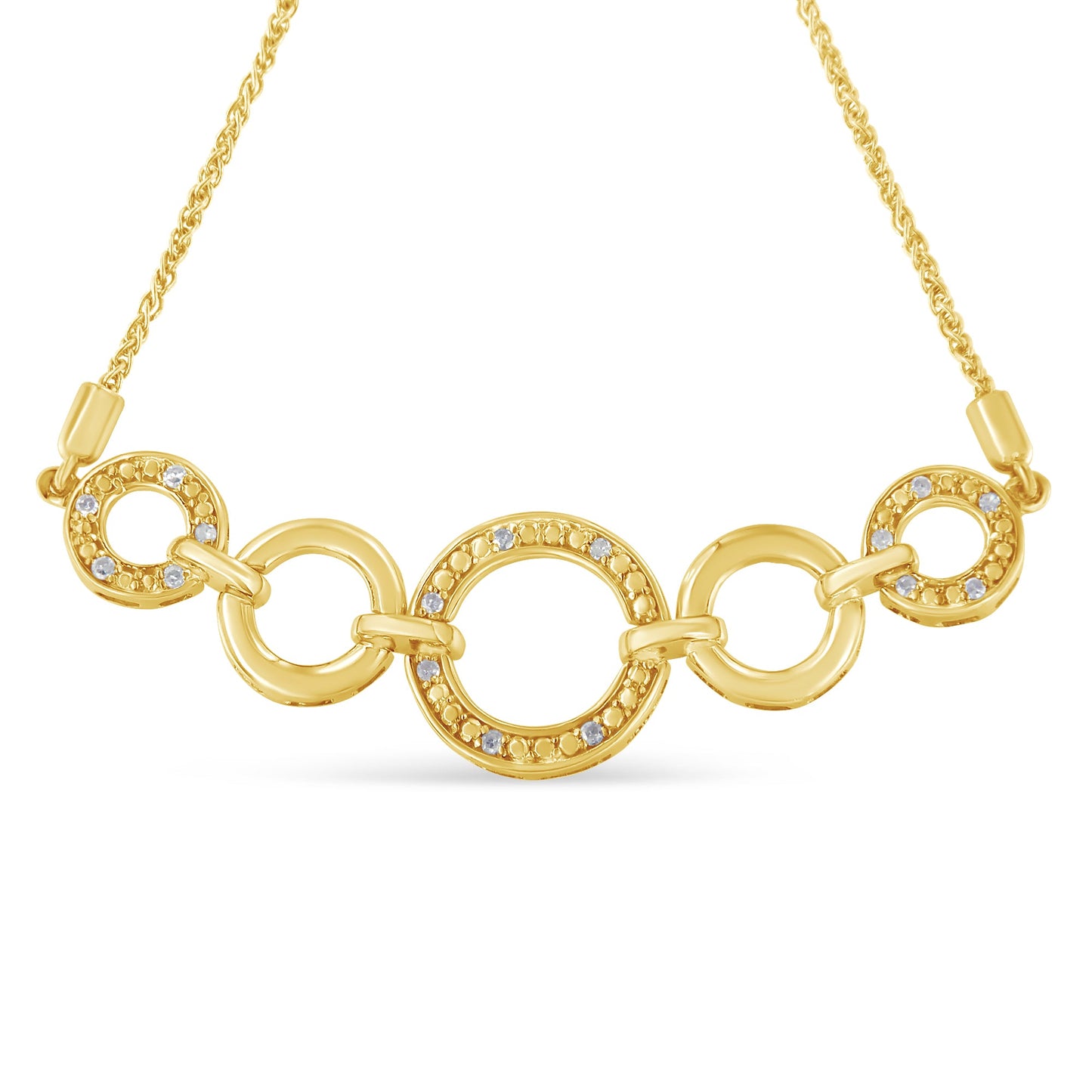 10K Yellow Gold over .925 Sterling Silver Diamond Accented Graduated Infinity Open Circle 6â€-9â€ Adjustable Bolo Bracelet