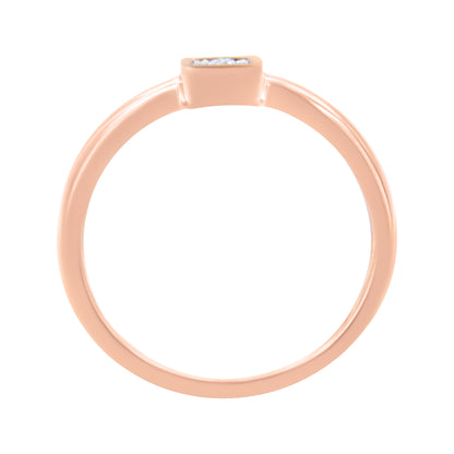 14K Rose Gold Plated .925 Sterling Silver 1/20 cttw Miracle Set Diamond Promise Ring (J-K Color, I1-I2 Clarity) - Size 6