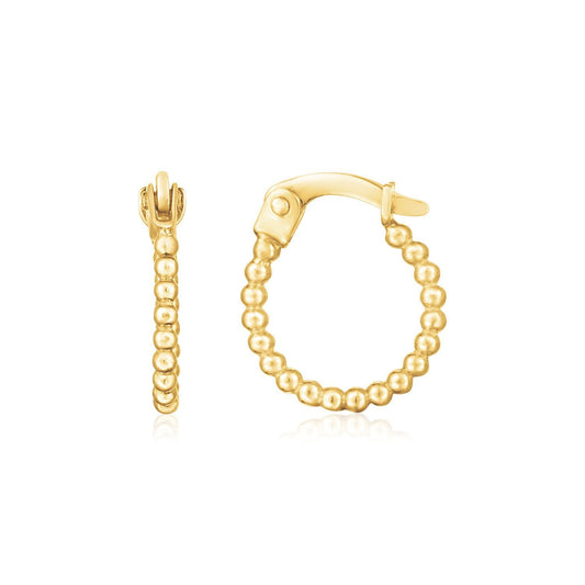 Boucles d'oreilles créoles à charnière en or jaune 14 carats avec perles