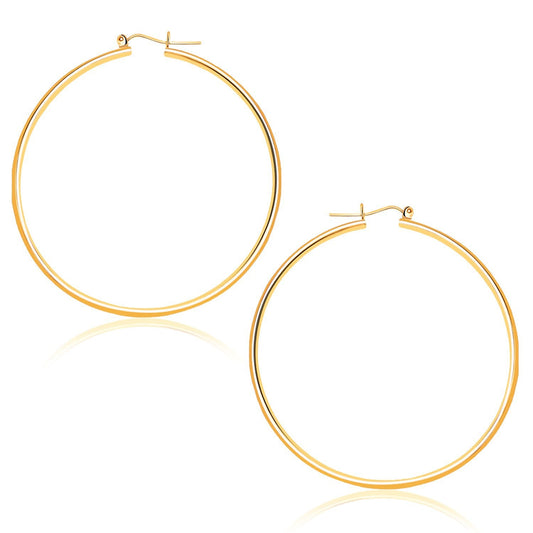 Boucles d'oreilles créoles en or jaune poli 14 carats (45 mm)