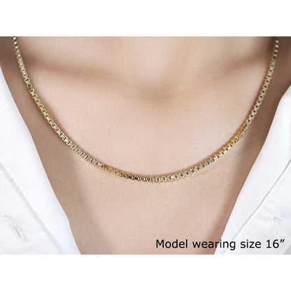 2.5mm 14k Yellow Gold Semi Solid Box Chain