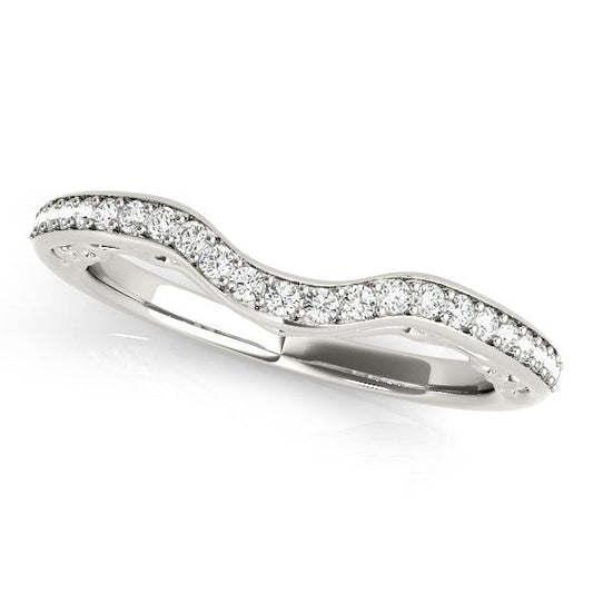Bague de mariage incurvée en or blanc 14 carats sertie de diamants (1/6 ct. poids total)