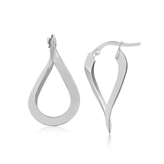 Boucles d'oreilles créoles torsadées de forme libre en or blanc 14 carats