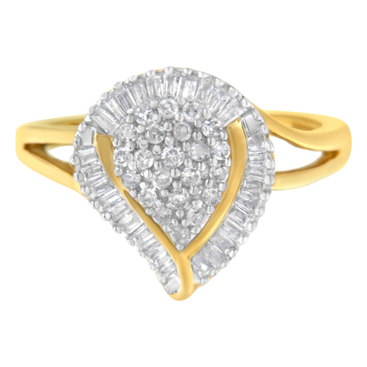 Bague en grappe de diamants en or jaune 10K (1/2 carat total, couleur I-J, clarté I1-I2) - Taille 8