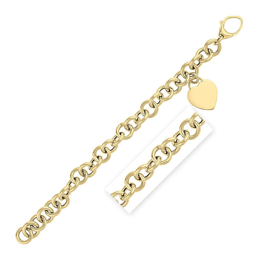 Bracelet maille Rolo en or jaune 14 carats de 7,5 pouces (11,40 mm)
