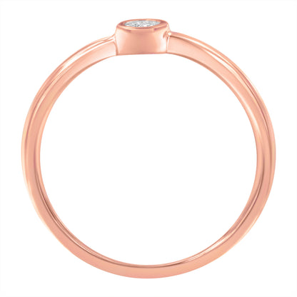 14K Rose Gold Plated .925 Sterling Silver Miracle Set Diamond Ring (1/20 Cttw, J-K Color, I1-I2 Clarity) - Size 6
