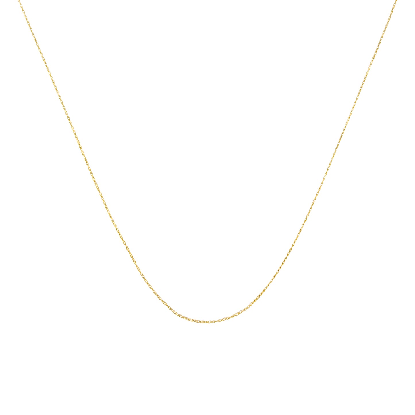 Solid 10K Yellow Gold 0.5mm Slim and Dainty Unisex 18" Rope Chain Necklace