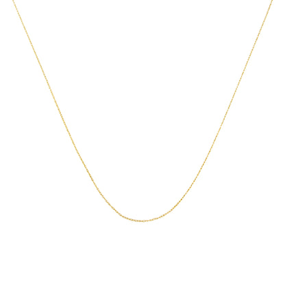 Solid 10K Yellow Gold 0.5mm Slim and Dainty Unisex 18" Rope Chain Necklace
