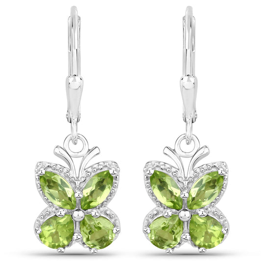 Boucles d'oreilles en péridot véritable 2,28 carats en argent sterling 925