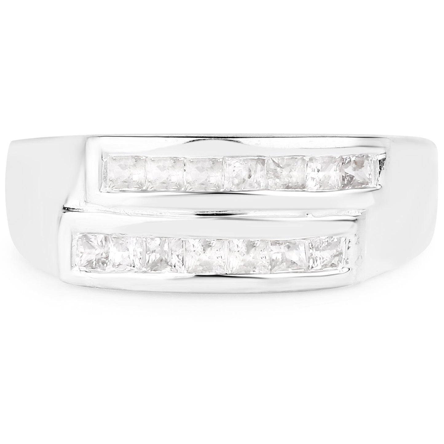 0.70 Carat Genuine White Sapphire .925 Sterling Silver Ring