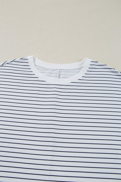 Stripe Round Neck Short Sleeve Mini Dress