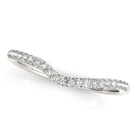Bague de mariage incurvée en or blanc 14 carats avec pavé de diamants (1/4 ct. total)