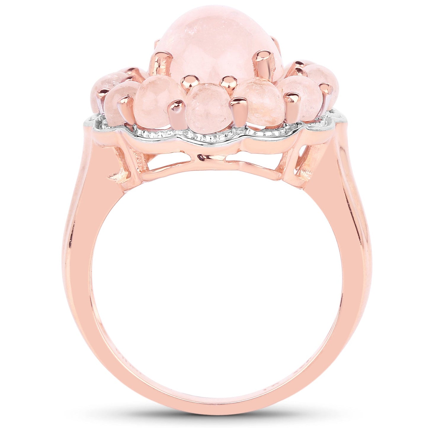 14K Rose Gold Plated 6.76 Carat Genuine Morganite .925 Sterling Silver Ring