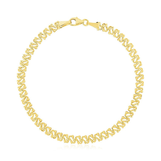 Bracelet chaîne fantaisie en or jaune 14 carats, poli, texturé (4 mm)