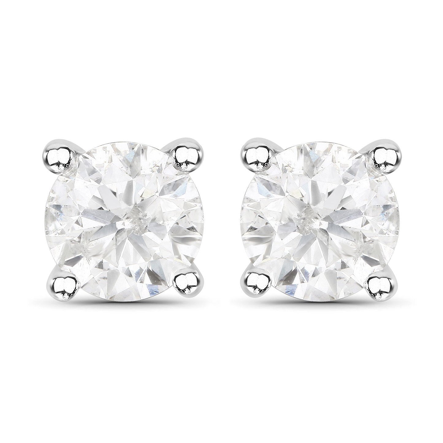 1.02 Carat Genuine White Diamond 14K White Gold Earrings