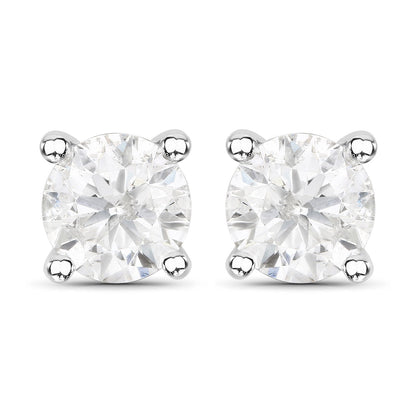 1.02 Carat Genuine White Diamond 14K White Gold Earrings