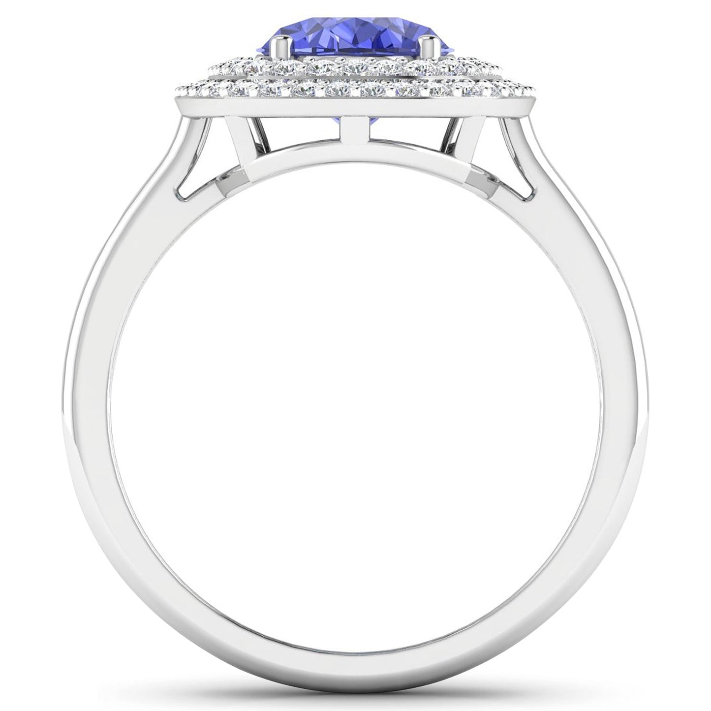 2.02 Carat Genuine Tanzanite and White Diamond 14K White Gold Ring