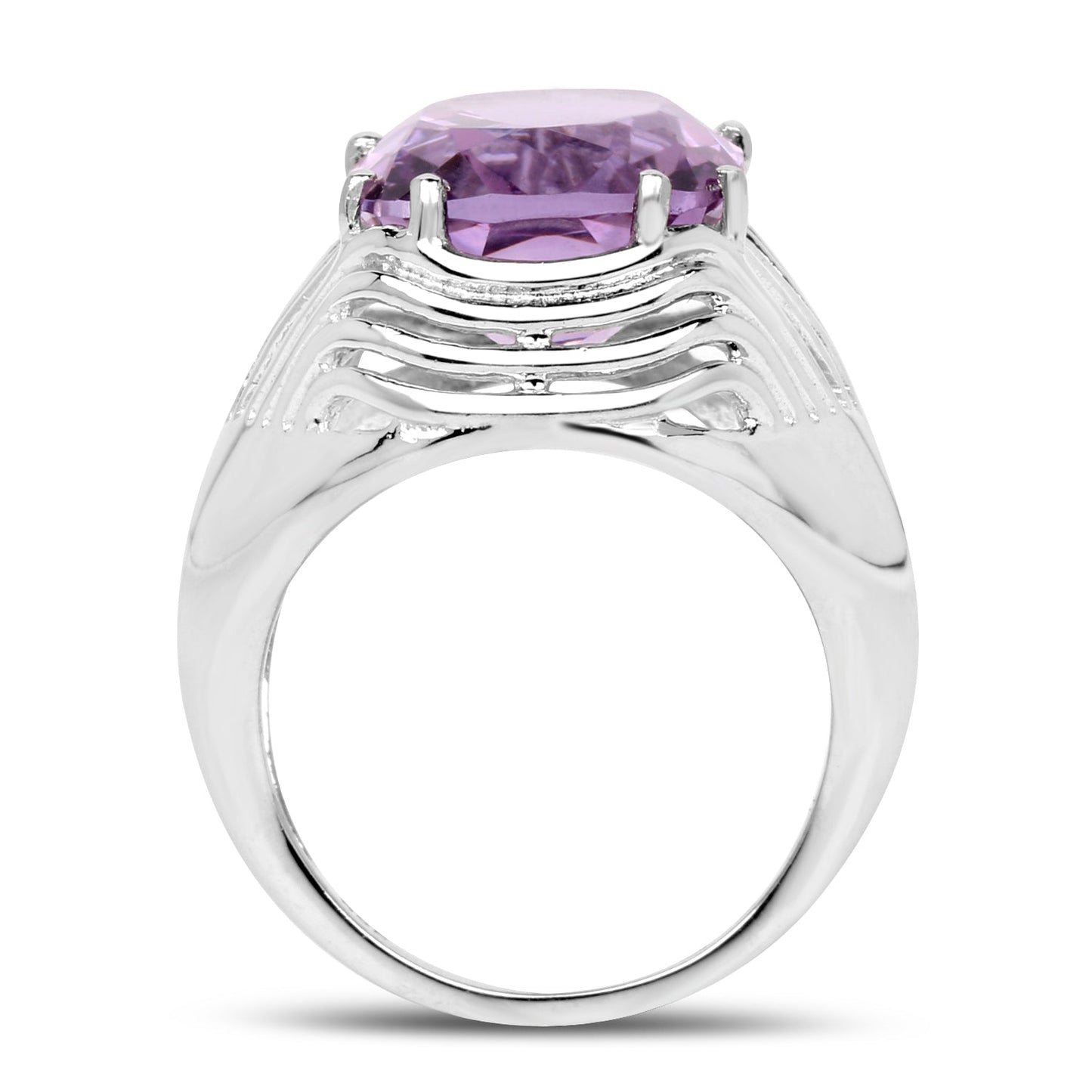 10.02 Carat Genuine Amethyst .925 Sterling Silver Ring