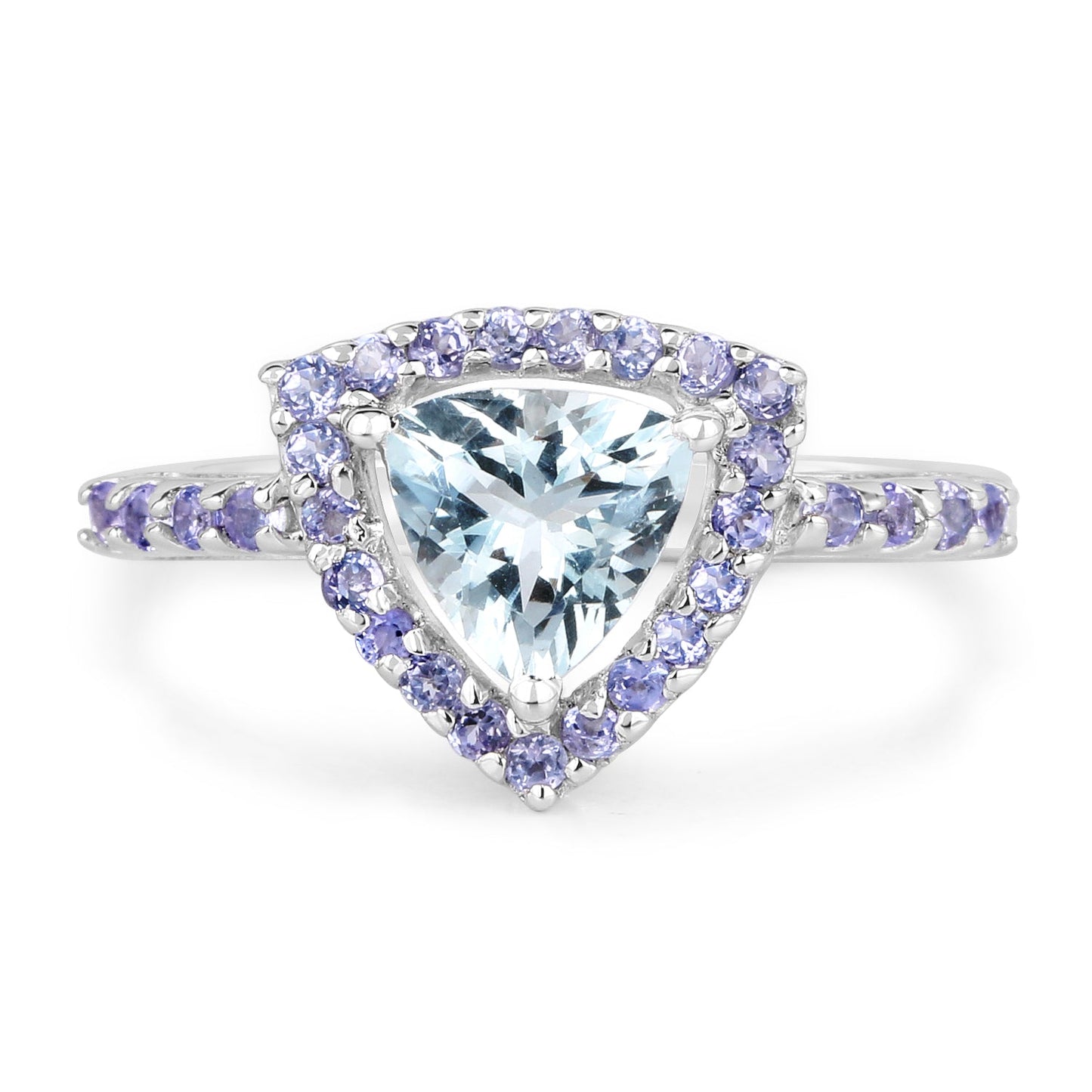 1.41 Carat Genuine Aquamarine & Tanzanite .925 Sterling Silver Ring