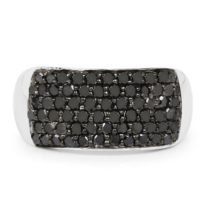 1.21 Carat Genuine Black Diamond .925 Sterling Silver Ring