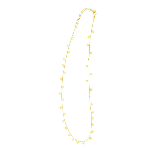 Collier en or jaune 14 carats avec étoiles pendantes