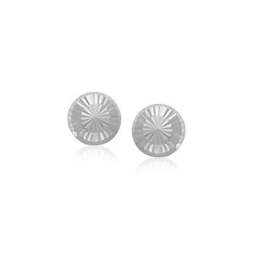 Boucles d'oreilles clous en or blanc 14 carats, texturées, plates