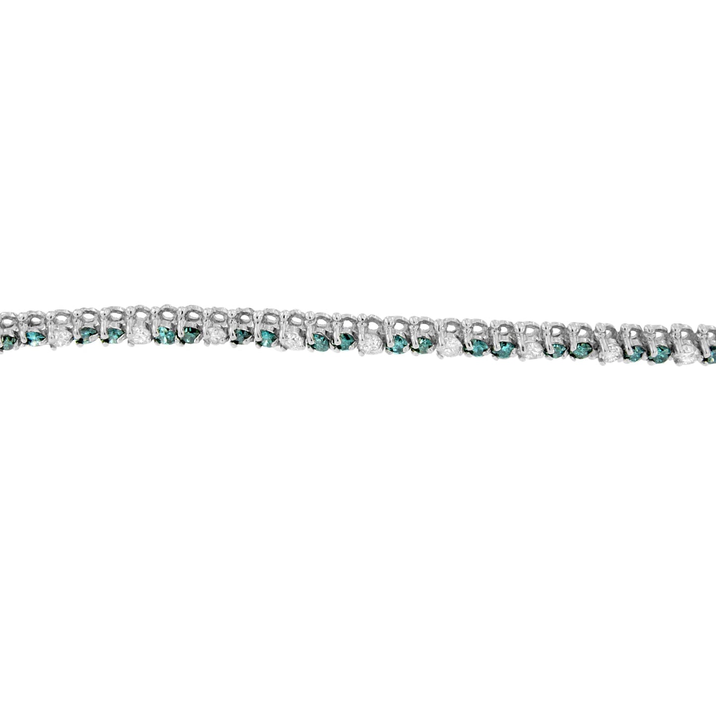 14K White Gold 4 5/8 Cttw Alternating White and Blue Diamond Martini Set Tennis Bracelet (H-I Color, I1-I2 Clarity) - 7" Inches