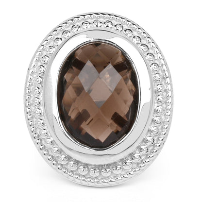 7.90 Carat Genuine Smoky Quartz .925 Sterling Silver Ring