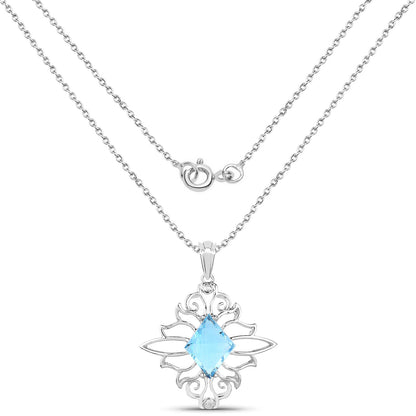 5.15 Carat Genuine Swiss Blue Topaz .925 Sterling Silver Pendant