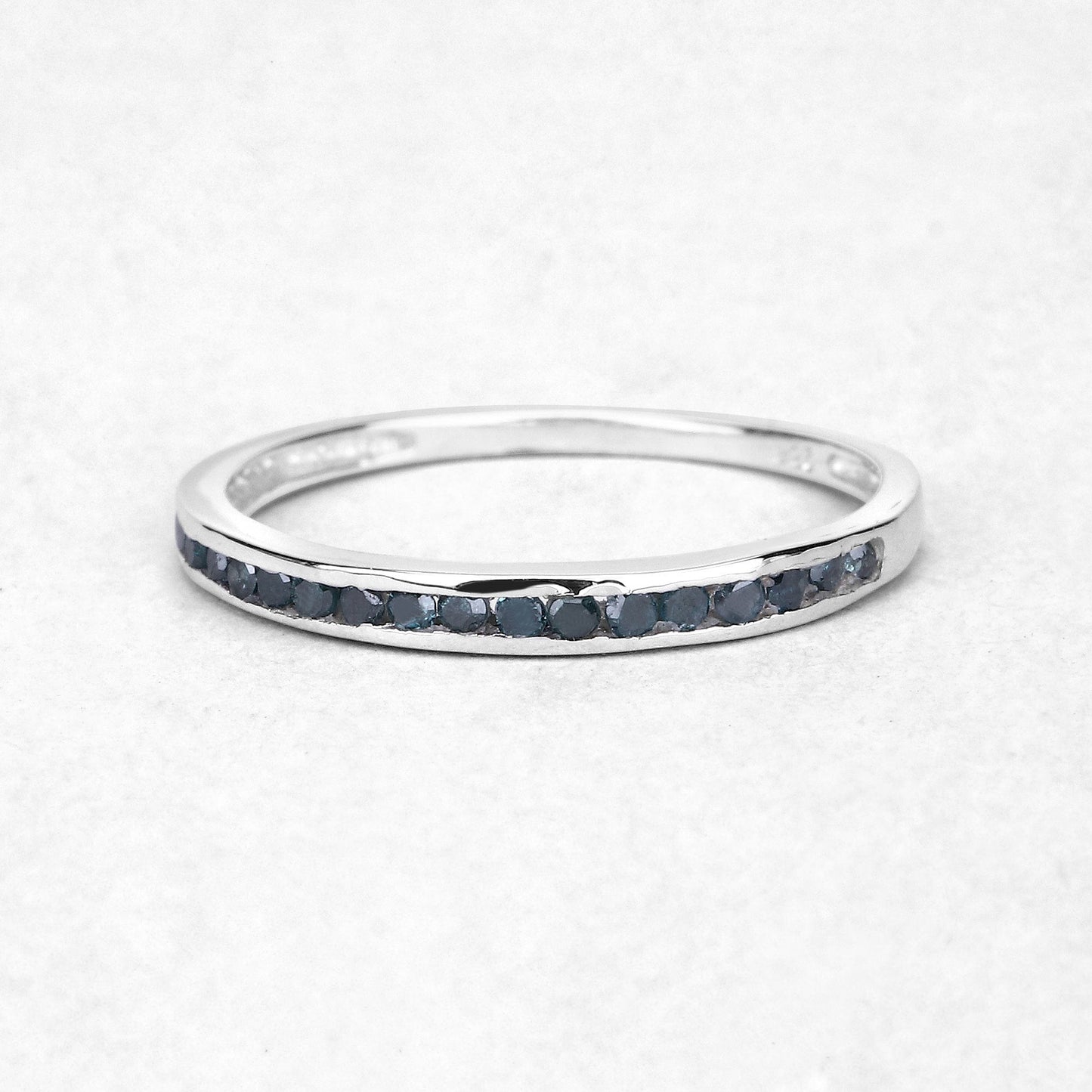 0.20 Carat Genuine Blue Diamond .925 Sterling Silver Ring